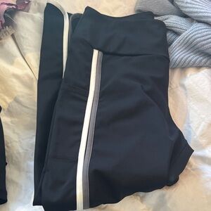 Original Penguin Black Leggings with White Stripe